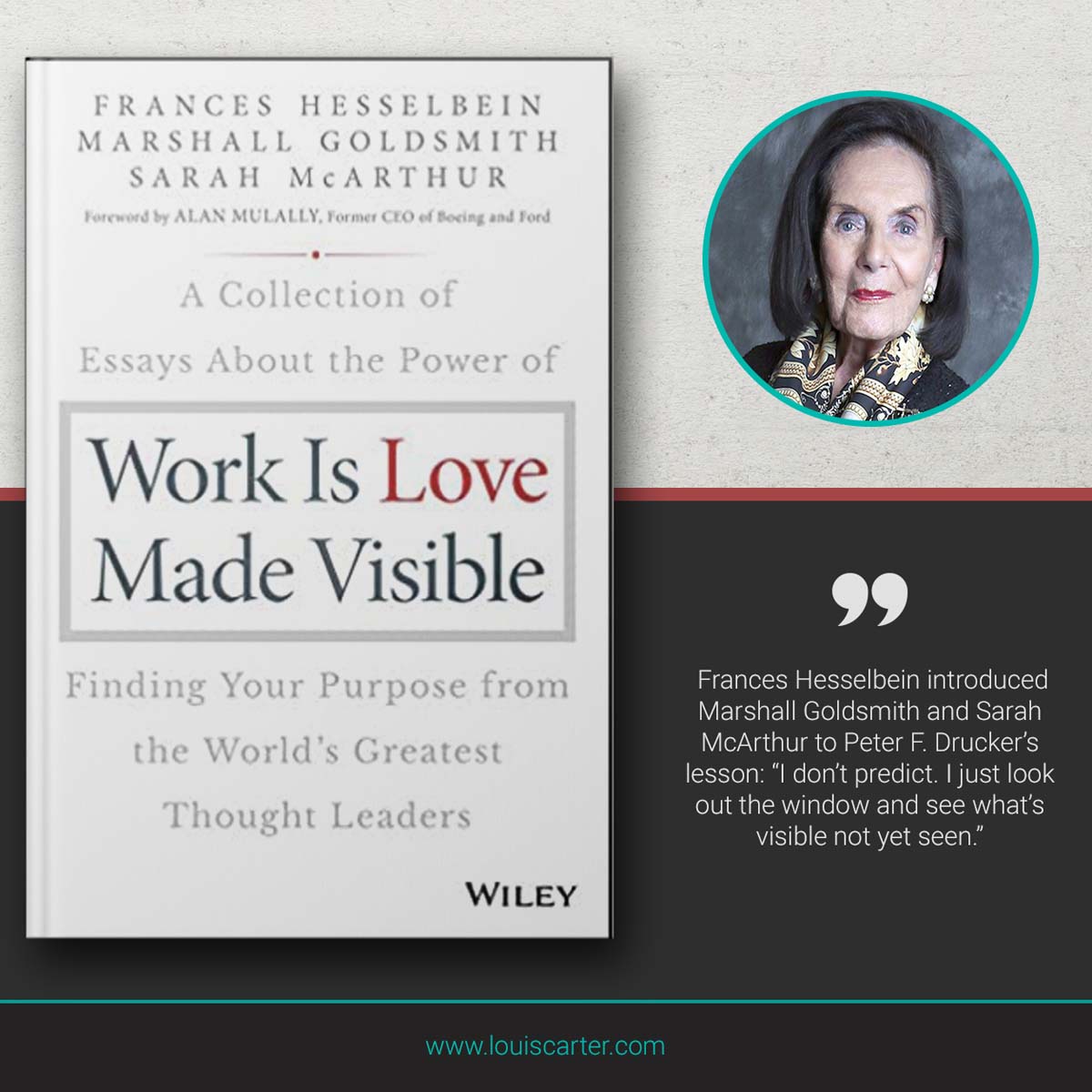 Image of Work is Love  Made Visible Book on Leadership by Frances Hesselbein, Marshall Goldsmith, and Sarah McArthur.